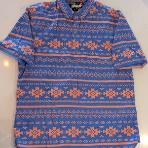 Chubbie's Men's Blue & Orange Aztec Short Sleeve Shirt
